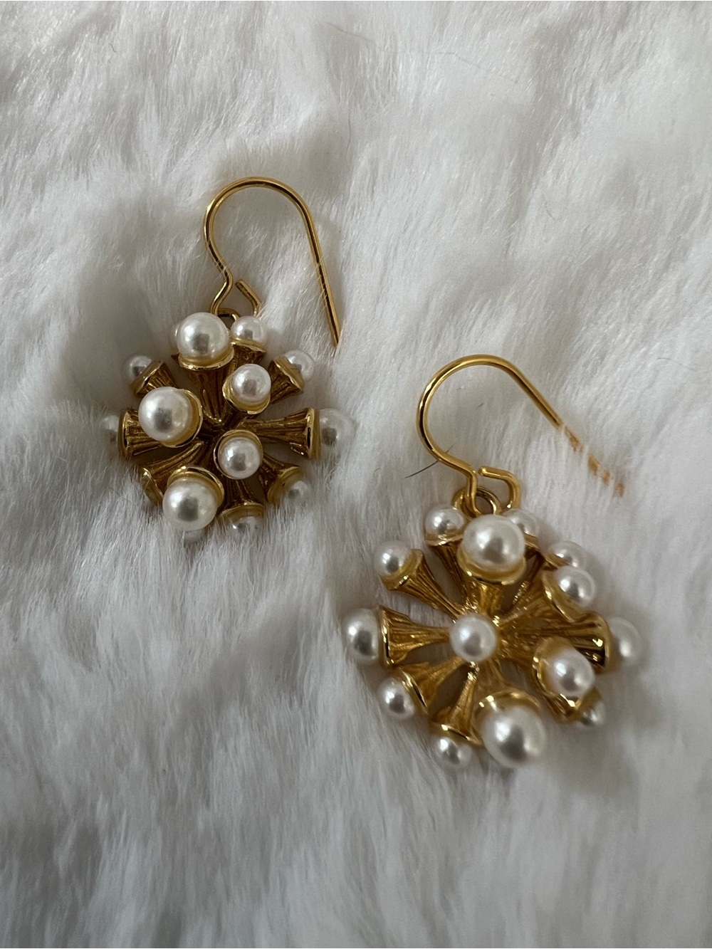 Gold Pearl Cluster Drop Earrings - Women Jewelry